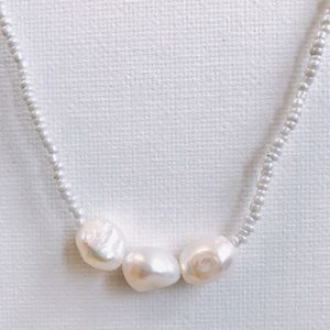 Freshwater pearl seedbead necklace